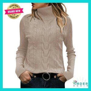 Turtleneck Pullover Sweater Slim Fit Knit Casual Chic Winter Fall Outfit